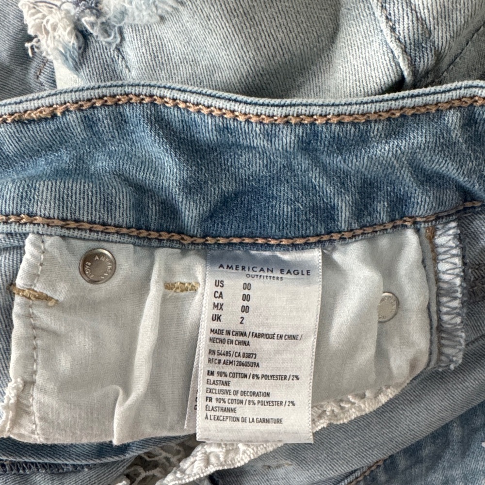 American Eagle Light Blue Distressed Jean Shorts - Picture 2 of 4